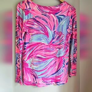 Lilly Pulitzer long sleeve pink and blue top/ shirt size S